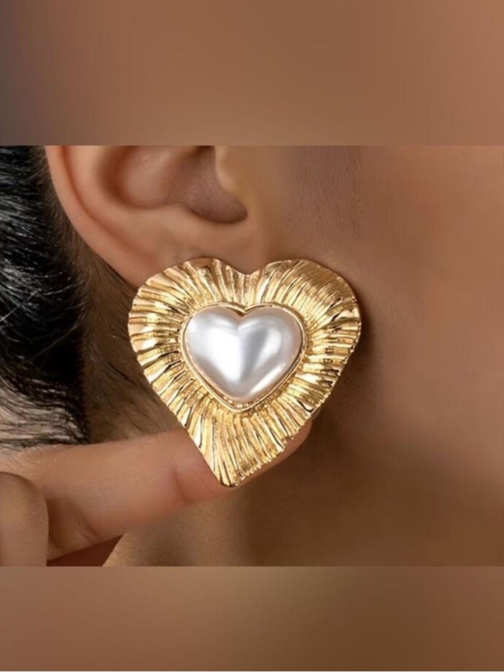 Heart Pearl-Accent Statement Earrings A10